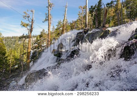 Majestic Natural Beauty Of Lower Eagle Falls In Emerald Bay State Park, Lake Tahoe, California