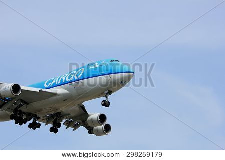 Amsterdam The Netherlands - April, 7th 2018: Ph-ckb Klm Royal Dutch Airlines Boeing 747-400f Approac