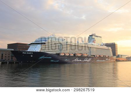 Amsterdam, The Netherlands - May 11th 2017: Mein Schiff 3 Tui Cruises Docked At Passenger Terminal A