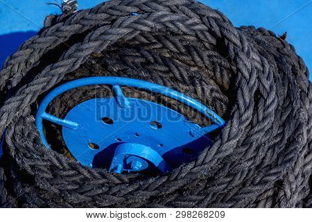 Mooring Winch, Mooring Winch Lass Rope Anchor At Ship Forward In Shipyard Of Large With Big Chain An