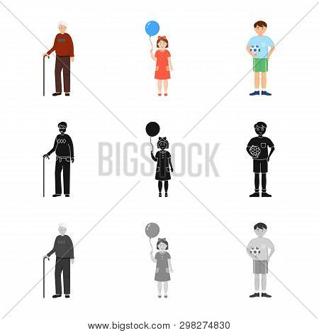 Vector Design Of Character And Avatar  Logo. Set Of Character And Portrait Stock Symbol For Web.