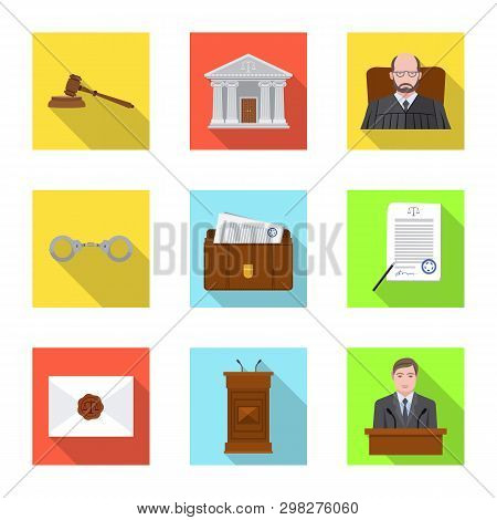 Vector Design Of Law And Lawyer Symbol. Set Of Law And Justice Stock Symbol For Web.