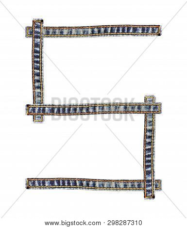 Letter Of Jeans Alphabet 5 Isolated On White Background, Clipping Paths