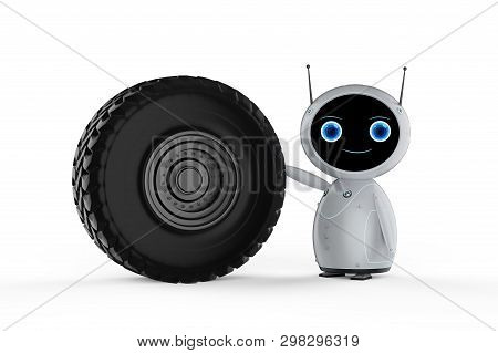 Aviation Technology Concept With 3d Rendering Friendly Robot With Jet Engine