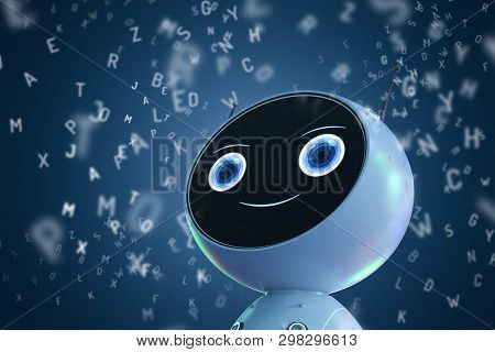 Machine Learning Concept With 3d Rendering Robot Learning Or Machine Learning With Alphabets