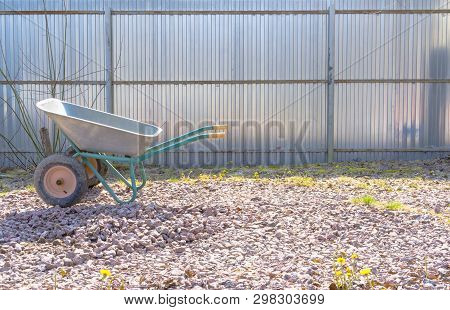 Iron Construction Wheelbarrow. Repair Work On The Site