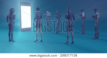 Handphone or Smartphone Addiction Among Adults Concept 3D Render