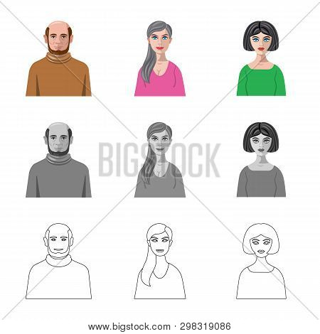 Vector Design Of Hairstyle And Profession  Sign. Set Of Hairstyle And Character  Stock Vector Illust