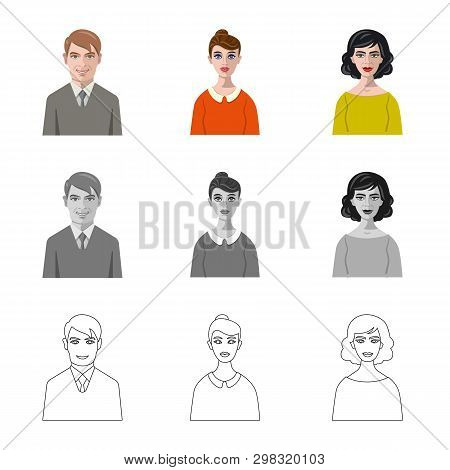 Vector Illustration Of Hairstyle And Profession  Icon. Set Of Hairstyle And Character  Vector Icon F