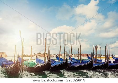 Venice, Boats Before Square San Marco. Un Italy