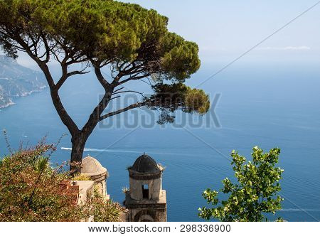 View Over Gulf Of Salerno From Villa Rufolo, Ravello, Campania, Italy