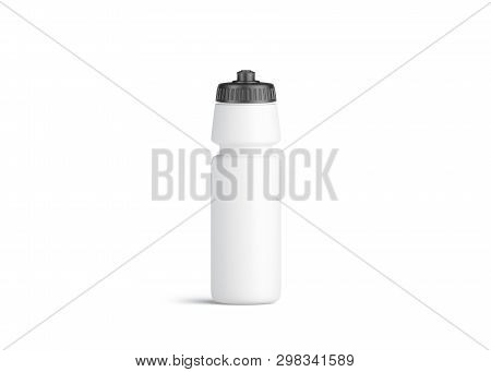 Blank White Plastic Sport Bottle Mockup, Front View, Isolated, 3d Rendering. Clear Empty Can With Gr