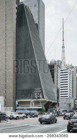Sao Paulo Sp, Brazil - March 01, 2019: Building At Paulista Avenue Of Centro Cultural Fiesp - Ciesp,
