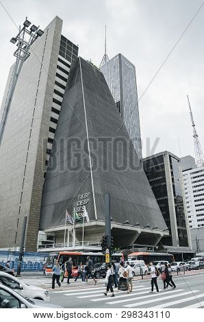 Sao Paulo Sp, Brazil - March 01, 2019: Building At Paulista Avenue Of Centro Cultural Fiesp - Ciesp,