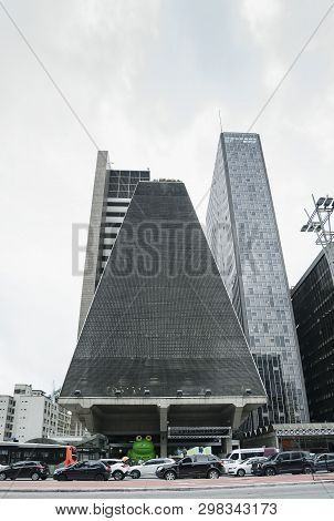 Sao Paulo Sp, Brazil - March 01, 2019: Building At Paulista Avenue Of Centro Cultural Fiesp - Ciesp,