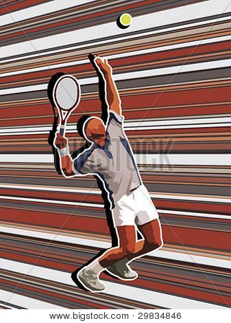 Tennis-Server auf abstrakten Hintergrund