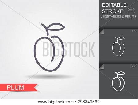 Plam. Line Icon With Editable Stroke With Shadow
