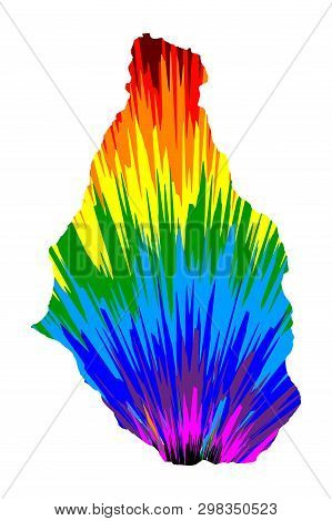 Montserrat - Map Is Designed Rainbow Abstract Colorful Pattern, Montserrat Island Map Made Of Color 