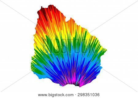 Uruguay - Map Is Designed Rainbow Abstract Colorful Pattern, Oriental Republic Of Uruguay Map Map Ma