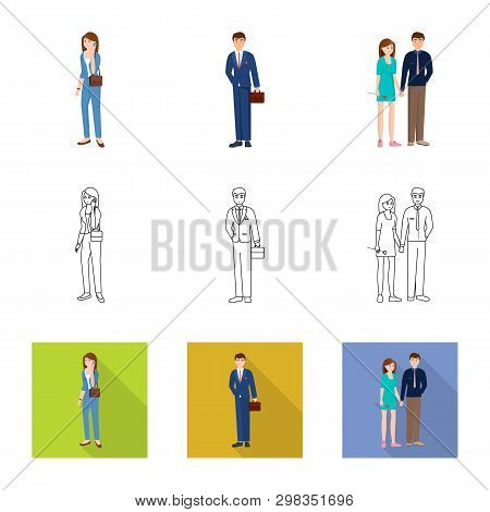 Vector Illustration Of Character And Avatar  Sign. Set Of Character And Portrait Stock Vector Illust