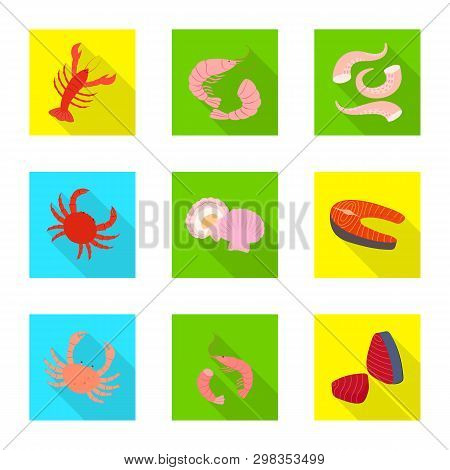 Vector Illustration Of Product And Ocean Symbol. Set Of Product And Restaurant Stock Vector Illustra