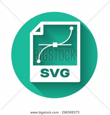 White Svg File Document Icon. Download Svg Button Icon Isolated With Long Shadow. Svg File Symbol. G
