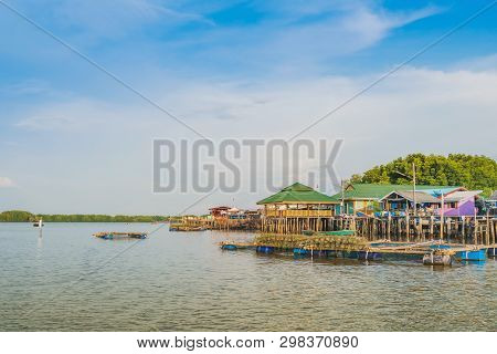 Chanthaburi, Thailand: April 15, 2019 Scenery Of Fishing Village (the No-land Village) On April 15,2
