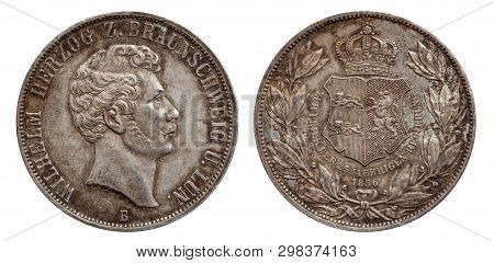 Germany German Silver Coin 2 Two Thaler Double Thaler Brunswick And Lueneburg Minted 1856 Isolated O