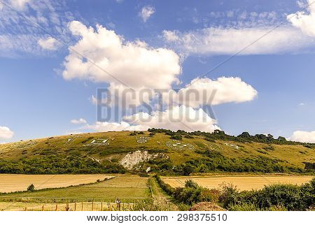 Fovant Hill With Badges  Of White Stones