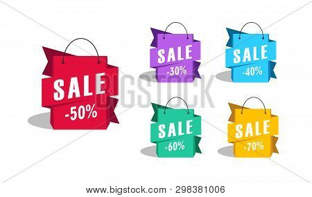 Sale Shopping Bags As Promotion Tag With Discount
