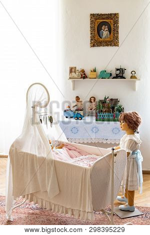 Radun Castle, Czech Republic, 7 April 2019 - The Room In Kindergarten With Toys And Dolls For Playin