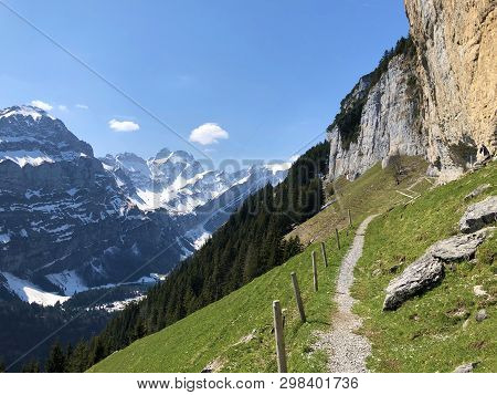 Äscher Cliff Or Äscher-felsen (aescher-felsen Or Ascher-felsen) In The Alpstein Mountain Range And I