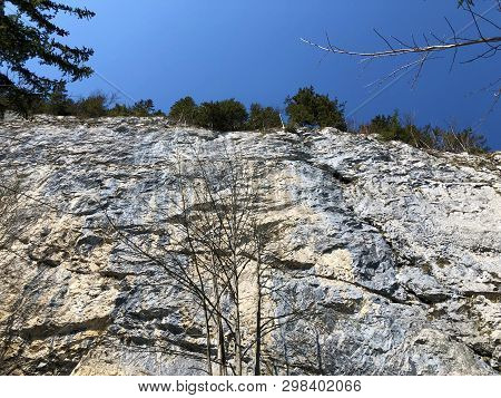 Äscher Cliff Or Äscher-felsen (aescher-felsen Or Ascher-felsen) In The Alpstein Mountain Range And I