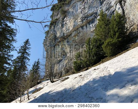 Äscher Cliff Or Äscher-felsen (aescher-felsen Or Ascher-felsen) In The Alpstein Mountain Range And I