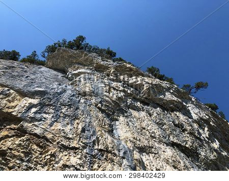 Äscher Cliff Or Äscher-felsen (aescher-felsen Or Ascher-felsen) In The Alpstein Mountain Range And I