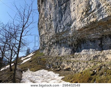 Äscher Cliff Or Äscher-felsen (aescher-felsen Or Ascher-felsen) In The Alpstein Mountain Range And I