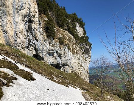 Äscher Cliff Or Äscher-felsen (aescher-felsen Or Ascher-felsen) In The Alpstein Mountain Range And I