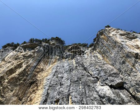Äscher Cliff Or Äscher-felsen (aescher-felsen Or Ascher-felsen) In The Alpstein Mountain Range And I