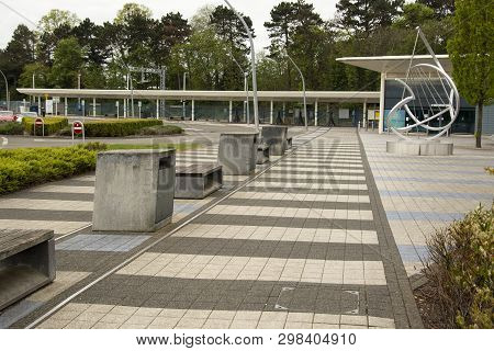 Corby, U.k, April 28, 2019 - Train Station In Corby Northamptonshire Street View Landscape