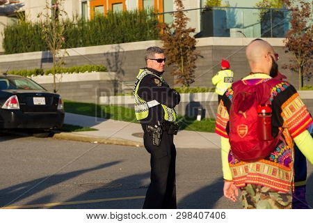 Vancouver, Bc, Canada - Apr 20, 2019: Vancouver Police Officers Patrolling The Crowd At The 420 Fest