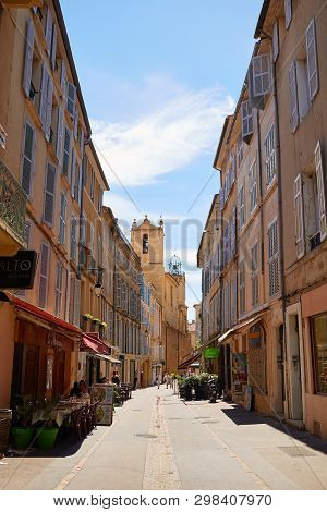 Provence France - 21 June 2016: Streets At The Heart Of Aix-en-p
