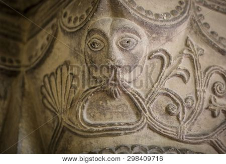 Great Givendale, Yorkshire, Uk, 25th March 2019, A Stone Carving Inside Great Givendale Church On Th