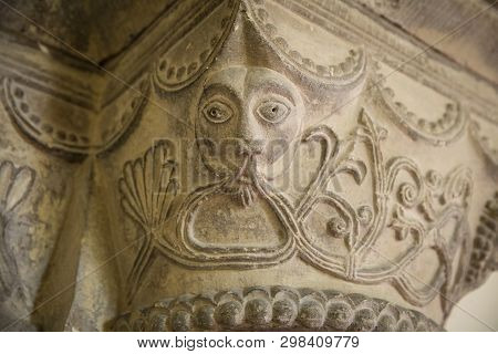 Great Givendale, Yorkshire, Uk, 25th March 2019, A Stone Carving Inside Great Givendale Church On Th