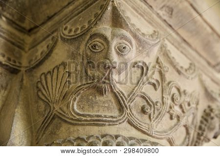 Great Givendale, Yorkshire, Uk, 25th March 2019, A Stone Carving Inside Great Givendale Church On Th
