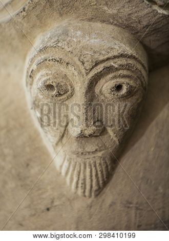 Great Givendale, Yorkshire, Uk, 25th March 2019, A, Stone Carving Inside Great Givendale Church On T