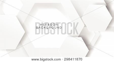 Hexagon Clean White Background Design Template Vector For Paper Cut Greeting And Landing Page