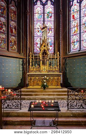 Dijon, France - August 10, 2017: Interior Of Cathedral Of Saint Benigne In Dijon France