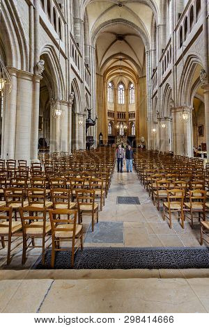 Dijon, France - August 10, 2017: Interior Of Cathedral Of Saint Benigne In Dijon France