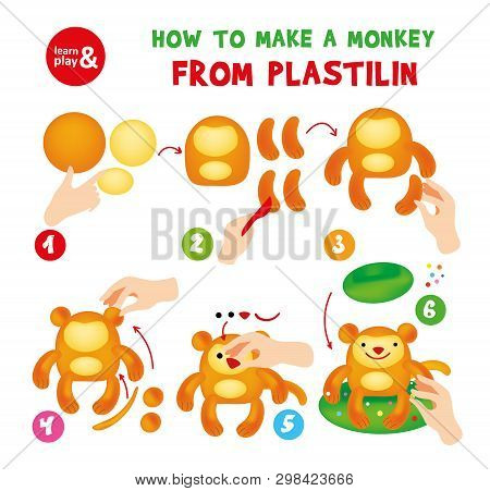 Cute Plasticine Monkey Step Instruction For Kid