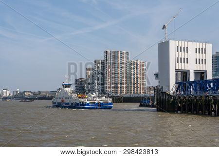 London, Uk - 15 April 2018: Dame Vera Lynn Is The Free Woolwich Ferry Across The Thames In London